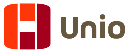 UNIOs logo i rød og oransje